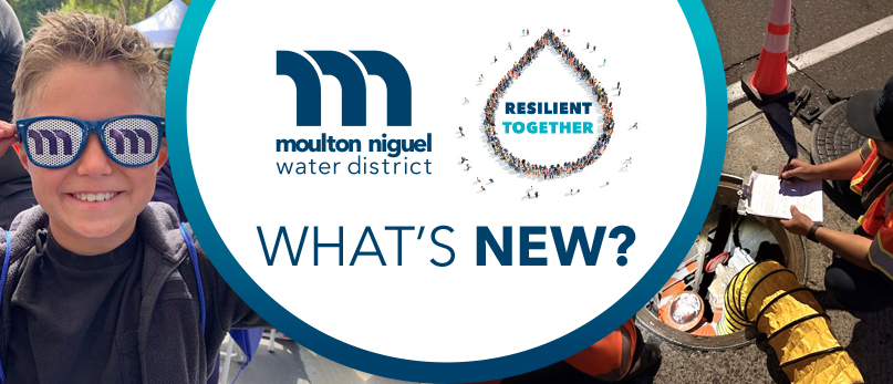 Newsletter header with a child wearing sunglasses and construction workers in safety gear looking down a manhole.